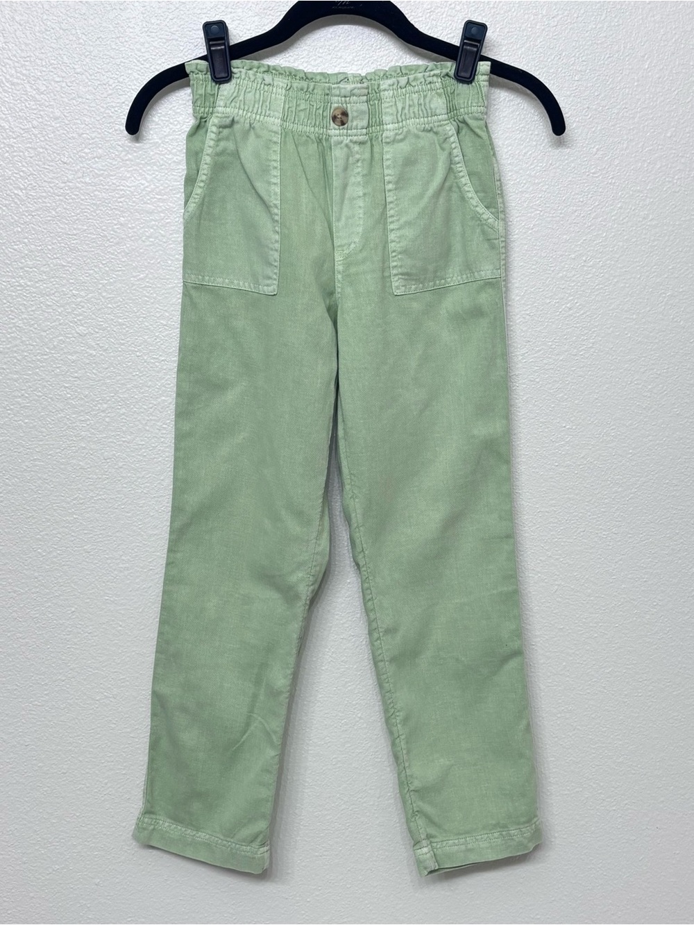Cat and Jack Linen blend green pants, girls size 8